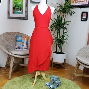 Elegant Red Halter Dress